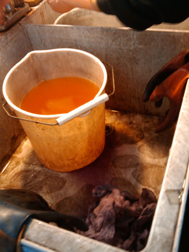 Buckets of rinse water