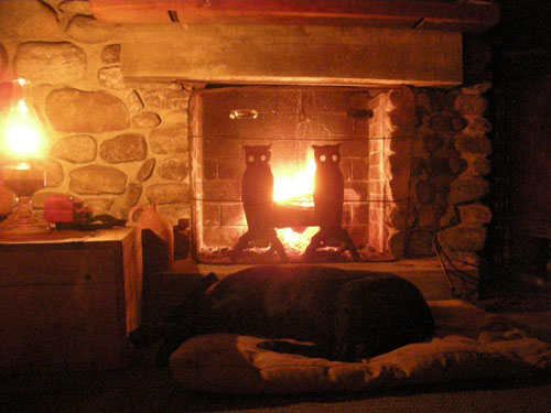 Fireplace at night