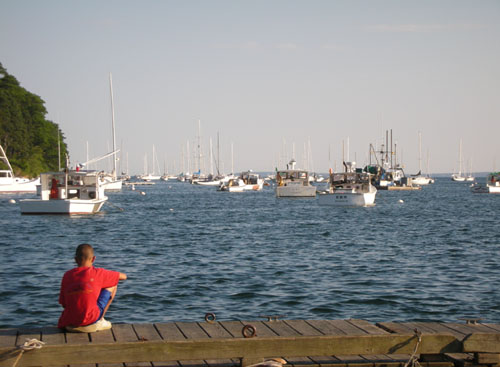 People fishing in the harbor in Rockport
