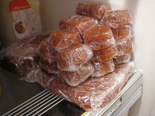 Quince paste pile in the fridge