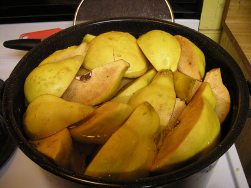 Quince getting ready to be cooked