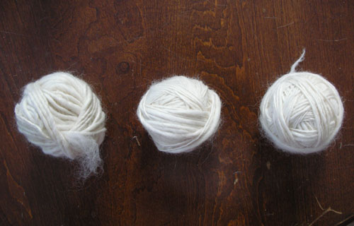 Three balls of spun singles