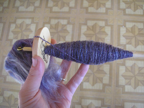 Spinning the merino/tussah mix