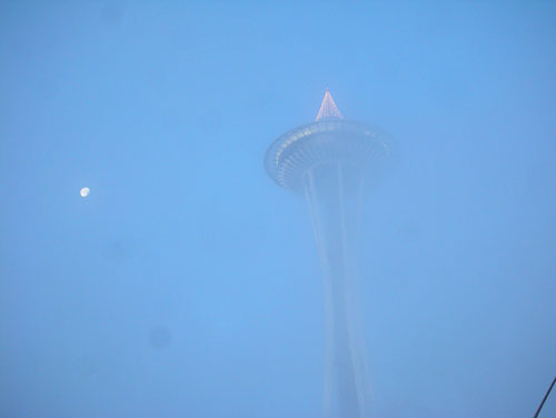 Space Needle and the moon