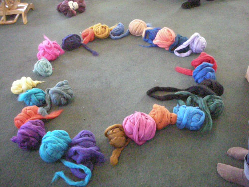 Big circle of coloured tops