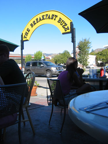 Sign over the patio