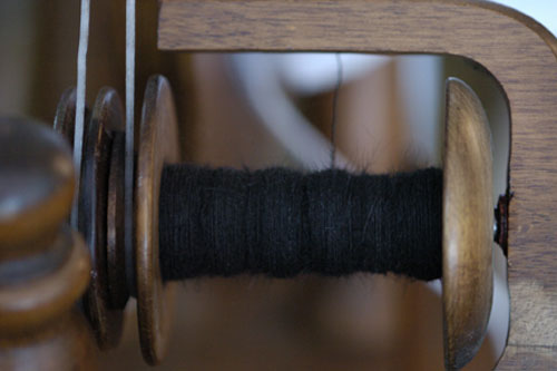 Black alpaca spun up